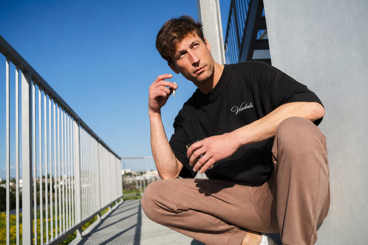 Model wearing oversized heavyweight tee
